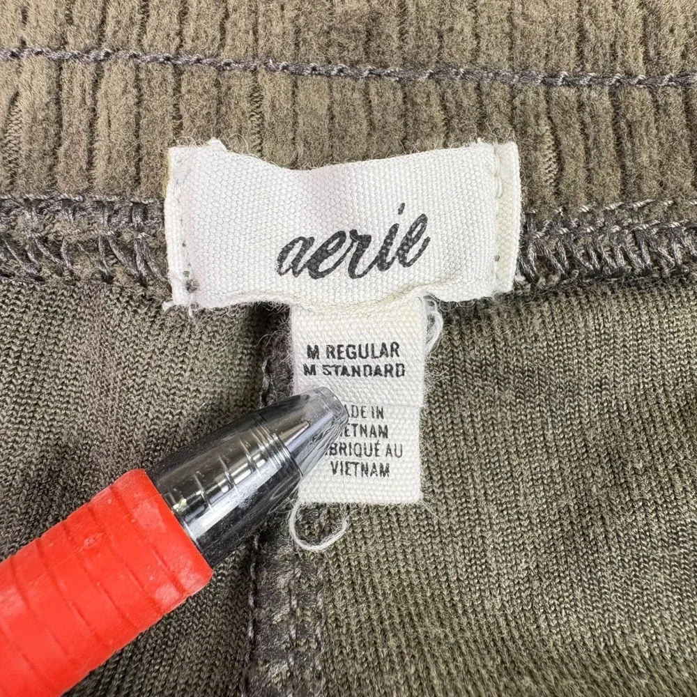 Aerie Corduroy Pants Womens Medium Olive Green Bell Bottom Ribbed Flared Pants - Picture 2 of 7